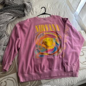 Urban Outfitters Nirvana Pink Graphic Women's Crewneck